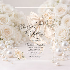 White Bow She's Tying the Knot Bridal Shower Acryleinladungen