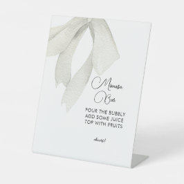 White Bow Sie bindet das Knot-Mimosa-Bar-Zeichen Sockelschild