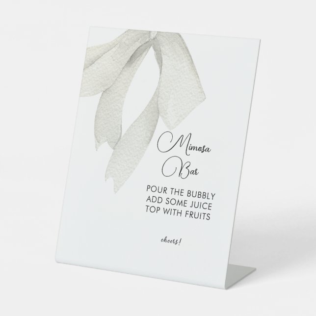White Bow Sie bindet das Knot-Mimosa-Bar-Zeichen Sockelschild (Vorderseite)