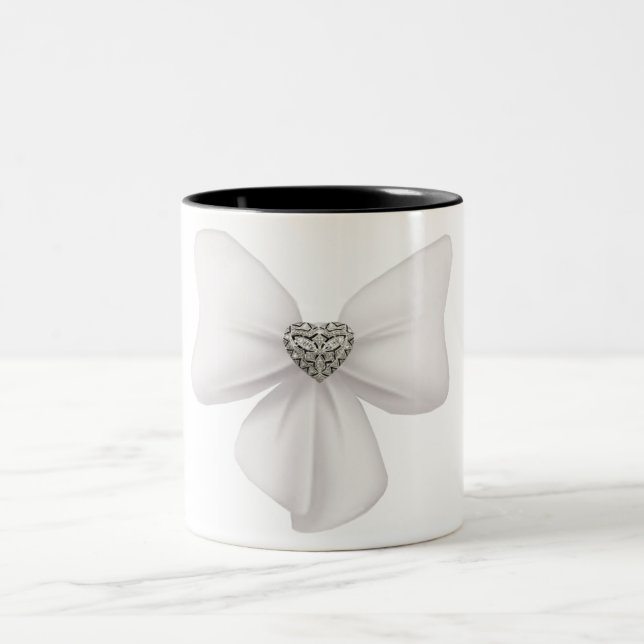 White Bow-Tasse Zweifarbige Tasse (Mittel)
