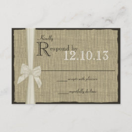 White Bow und Burlap-Hochzeitsreaktion RSVP Karte