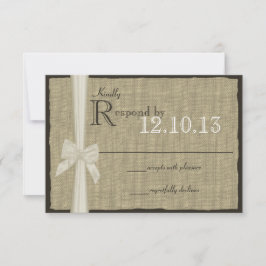 White Bow und Burlap-Hochzeitsreaktion RSVP Karte