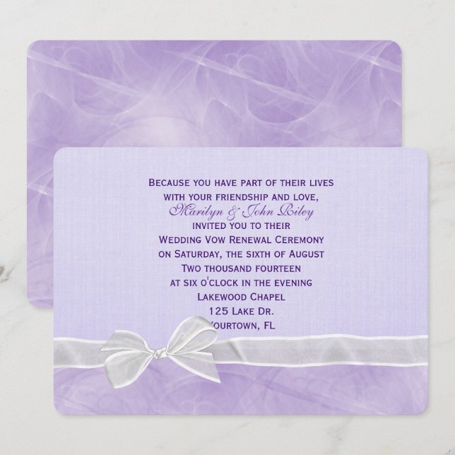 White Bow Wedding Vow Renewal Einladung (Vorne/Hinten)
