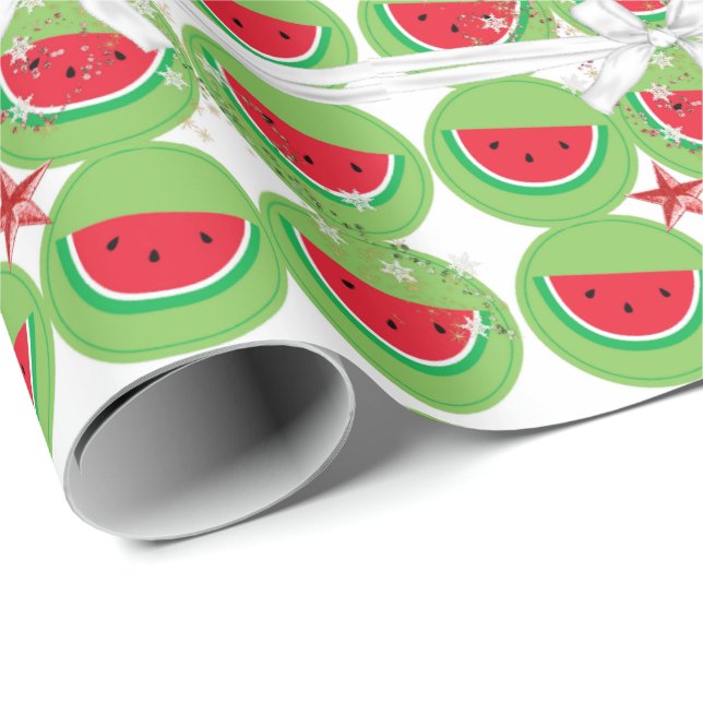 White Bow Weihnachten, Watermelons Wrapping Paper Geschenkpapier (Rolleneckpunkt)