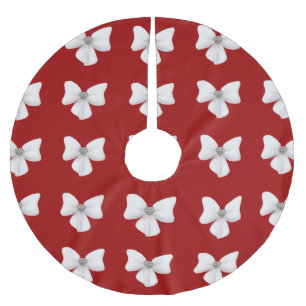 White Bow Weihnachtsbaumrock Polyester Weihnachtsbaumdecke