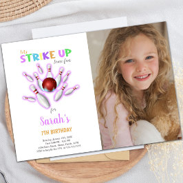 White Bowling Geburtstagseinladungen mit Foto Einladung