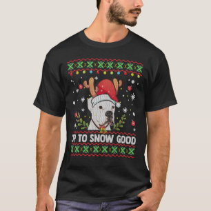 White Boxer Dog Rentier Weihnachtssüßer T-Shirt