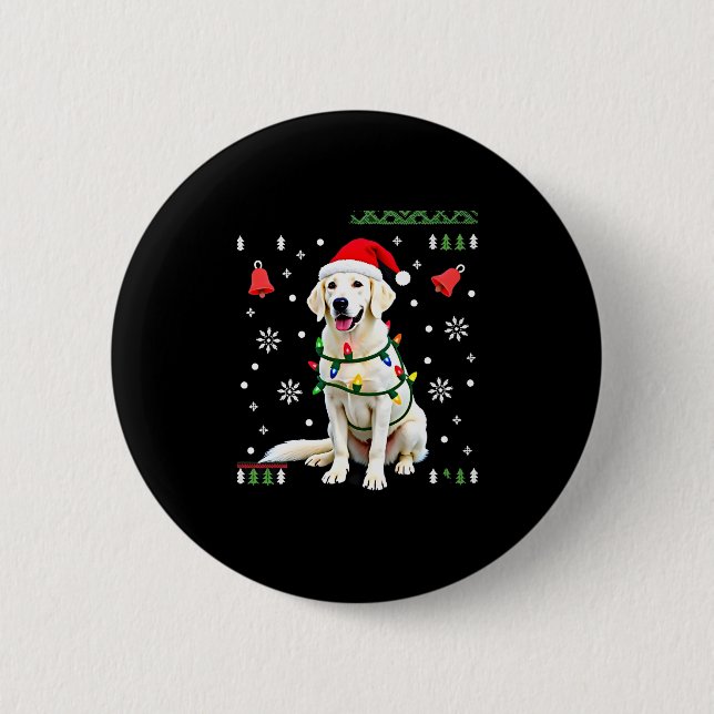 White Boxer Dog Ugly Christmas Sweater Funny Xmas  Button (Vorderseite)