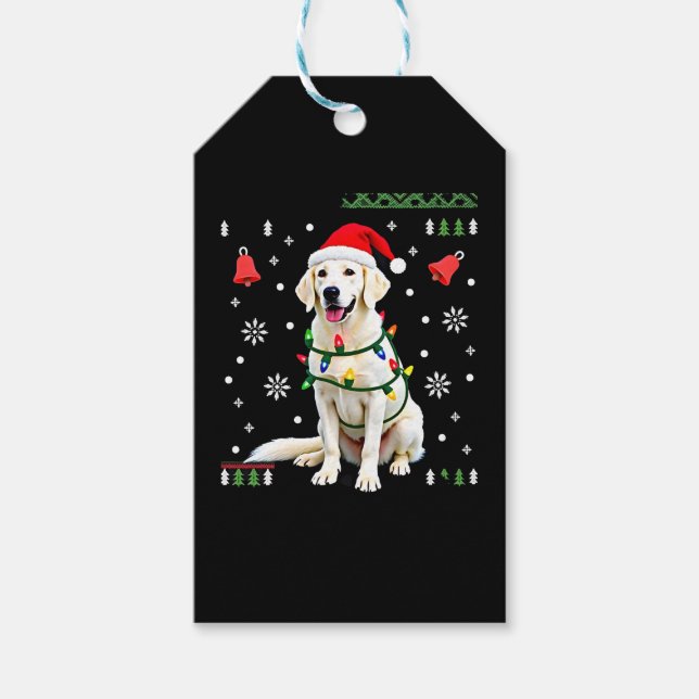 White Boxer Dog Ugly Christmas Sweater Funny Xmas  Geschenkanhänger (Vorderseite)