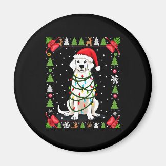 White Boxer Dog Ugly Christmas Sweater Funny Xmas  Magnet