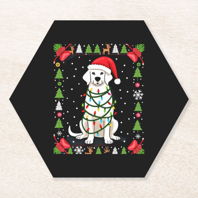 White Boxer Dog Ugly Christmas Sweater Funny Xmas  Untersetzer (Vorderseite)