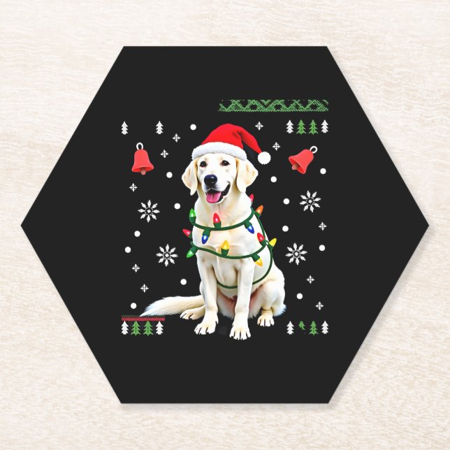 White Boxer Dog Ugly Christmas Sweater Funny Xmas  Untersetzer (Vorderseite)