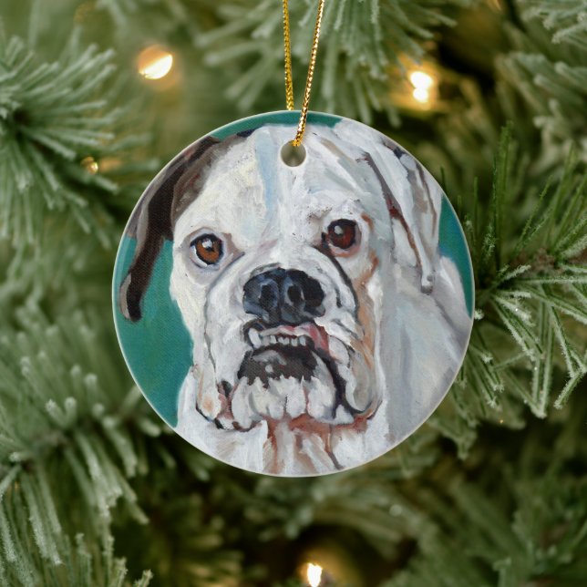 White Boxer Hund Weihnachtsschmuck (Baum)