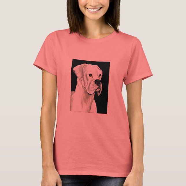 "White Boxer" Hunde Art Ringer T - Shirt (Vorderseite)