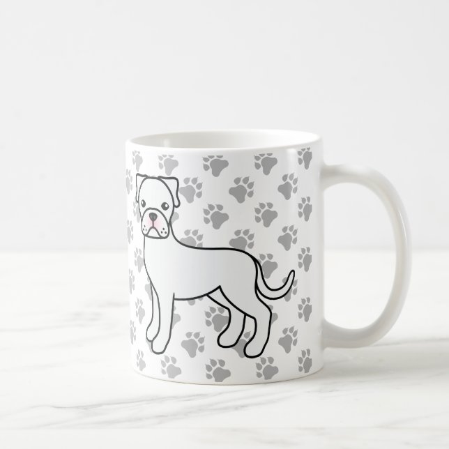 White Boxer Niedlicher Cartoon Dog Kaffeetasse (Rechts)