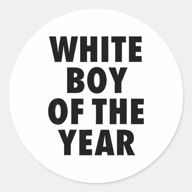 White Boy Of The Year For Men Boys Kids Funny  Runder Aufkleber (Vorderseite)