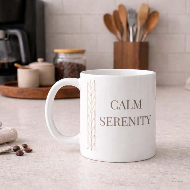 White Braid Serenity Classic Mug, 11 oz Kaffeetasse (Minimal white design with braid-inspired accents for refined daily use)