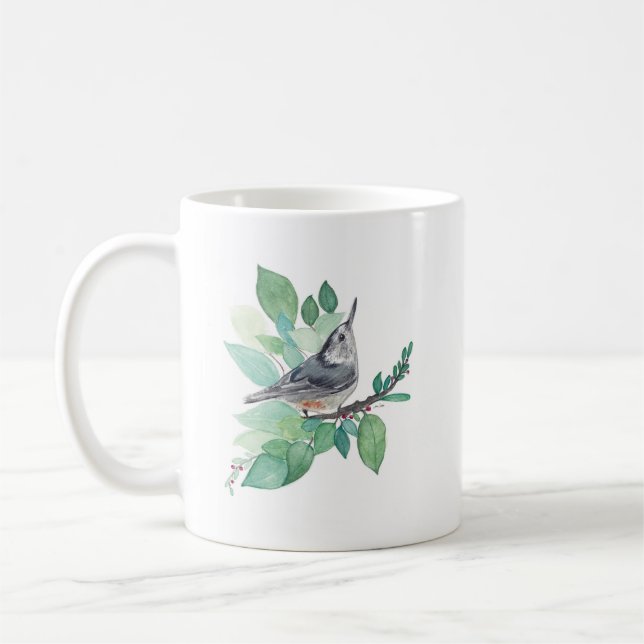 White Breastch Nuthatch Bird Art Tasse (Links)