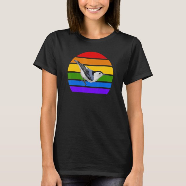 White Breastch Nuthatch Rainbow Bird Birdwatcher D T-Shirt (Vorderseite)