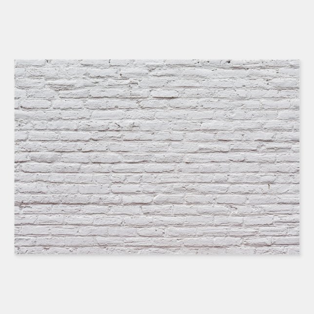White Brick Wall Background Geschenkpapier Set (Vorderseite)