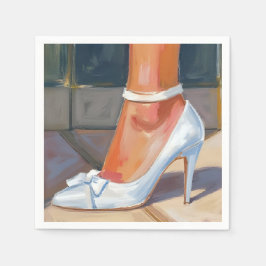 White Bridal Heels Wedding Serviette
