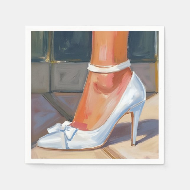 White Bridal Heels Wedding Serviette (Vorderseite)