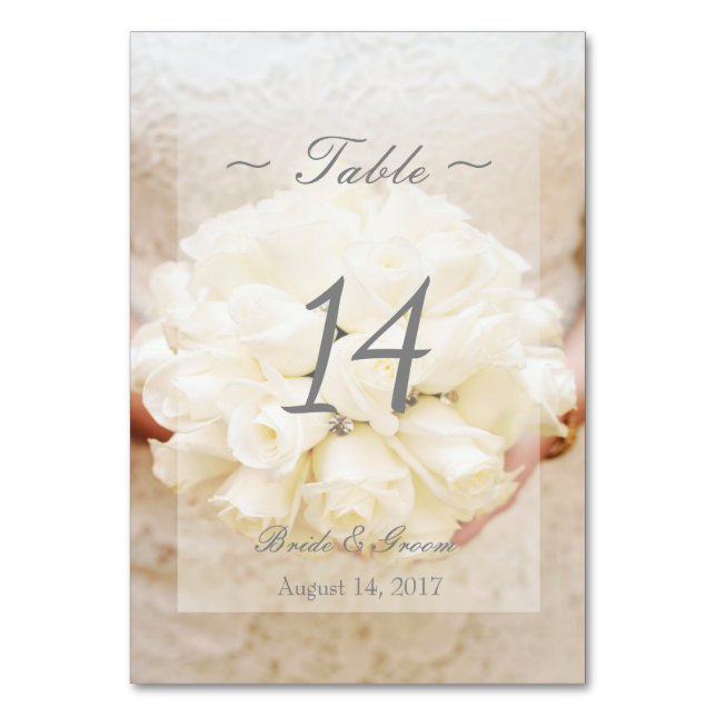 White Bridal Wedding Blume Wedding Tischnummer (Vorderseite)