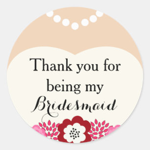 White Bridesmaid Hochzeit Danke Stickers