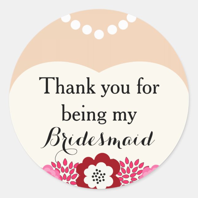White Bridesmaid Hochzeit Danke Stickers (Vorderseite)