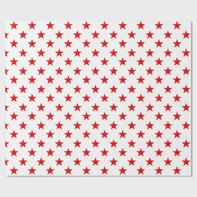 White Bright Red Stars Geschenkpapier (Flach)