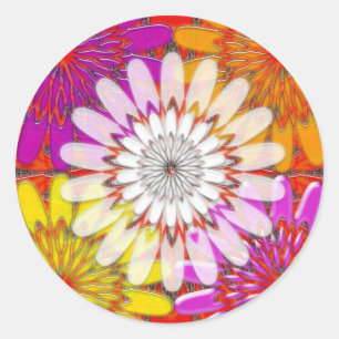 WHITE bright SUN Chakra Sunflower Yoga Mandala FUN Runder Aufkleber