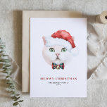 White British Shorthair Cat Santa Meowy Weihnachte Feiertagskarte<br><div class="desc">Heiße Weihnachten! Versenden Sie mit einer Weihnachtskarte zum Katzenthema Urlaubsgrüße an Familie und Freunde. Es zeigt eine Aquarellillustrierung einer niedlichen britischen Kurzhaarkatze mit Weihnachtsmannmütze und Tartan-Bug-Krawatte. Die Texte sind vollständig editierbar. Personalisieren Sie diese, indem Sie einen Gruß, Namen und eine Nachricht hinzufügen. Diese Katze Weihnachtskarte ist perfekt für Katzenliebhaber und...</div>