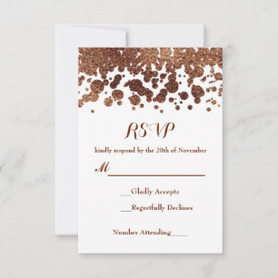 White & Bronze Confetti Dots Glamour Shimmer UAWG RSVP Karte
