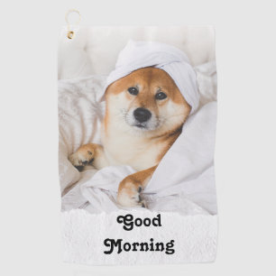 White Brown Niedlich Dog Good Morning Golf Handtüc Golfhandtuch