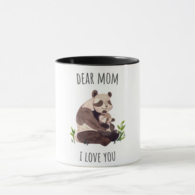 White Brown Niedlich Panda Liebe Mama Tasse (Zentrum)