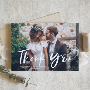 White Brush Hand Lettered Foto Wedding Danke