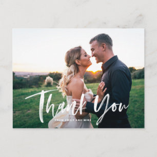 White Brush Lettering Overlay Wedding Danke Postkarte