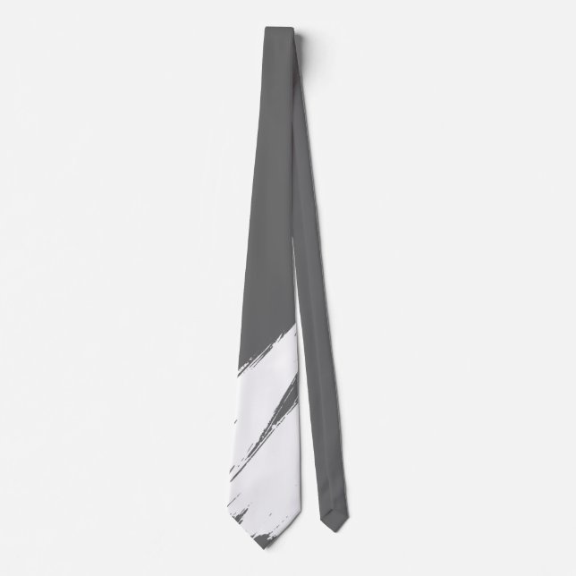 White Brush Moderner Dim Grau Hintergrund Krawatte (Vorderseite)