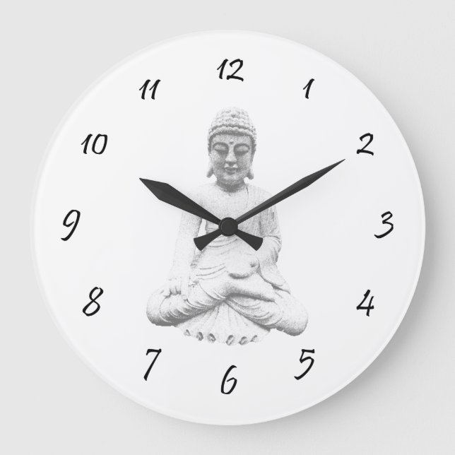 White Buddha Große Wanduhr (Vorderseite)