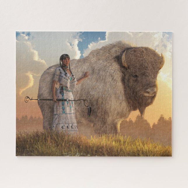 White Buffalo Calf Frau Puzzle (Horizontal)