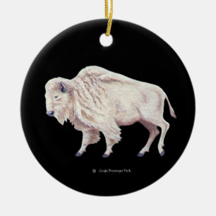 White Buffalo Keramikornament