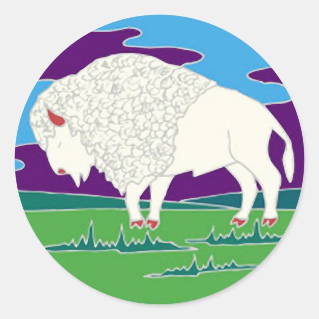 White Buffalo Native American Round Sticker (Vorderseite)