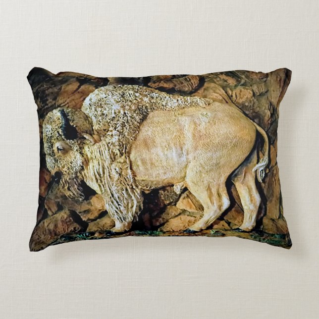 "White Buffalo" original art Accent Pillow Dekokissen (Vorderseite)
