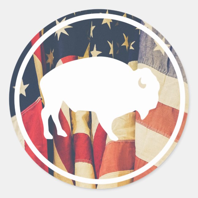 White Buffalo Outdoor American Flag Sticker (Vorderseite)