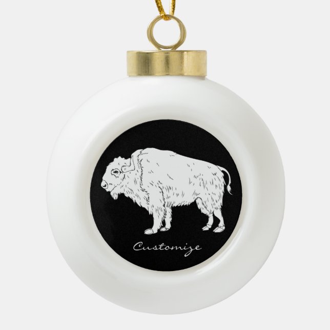 White Buffalo Thunder_Cove Keramik Kugel-Ornament (Vorderseite)