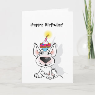 White Bull Terrier Grußkarte zum Geburtstag Karte