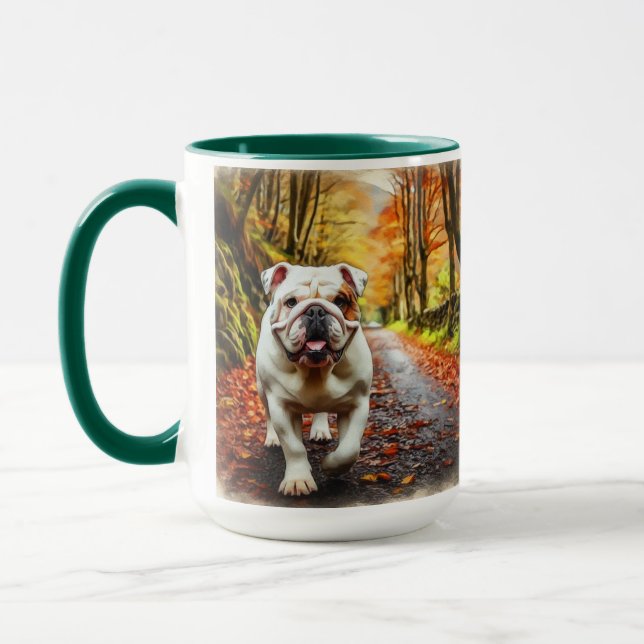 White Bulldog Fall in Liebe Weihnachts-Tasse-Cup Tasse (Links)
