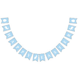 White Bunnies On Blue With Happy Easter Lettering Wimpelkette