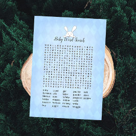 White Bunny Blue Rauten Baby Word Search Game Einladung