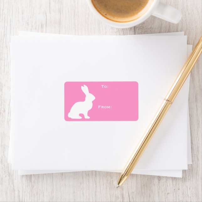White Bunny Gift Tag Adressaufkleber (Insitu)